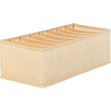 Die Grup Ocean Home Textile 8 Bölmeli Bej Balıksırtı Çekmece Düzenleyici 17 x 41,5 x 12 cm