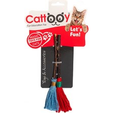 Die Grup Cattooy Fun Education Toy El Yapımı Doğal Ağaç Sap 2'li Süpürge - Kedi Oyuncağı-18 cm