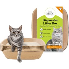 Die Grup Kitty Sift (6'lı Paket) Tek Kullanımlık Kedi Kumu Kutusu, Sürdürülebilir, Temiz - Büyük, 6'lı Paket