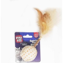 Die Grup Playfull PF-4062 Ahşap Hasır Tüylü Kedi Oyuncağı 17 cm Beyaz