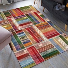Die Grup Latte Dizayn Bitsy Desenli Kadife Pamuk Tabanlı Yıkanabilen Kaydırmaz Antibakteriyel Salon Halısı 80X200