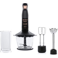 Die Grup Arnica Panna Siyah Blender Seti, 1200 W, 1.3 L Hazne, Paslanmaz Çelik Bıçak, Siyah