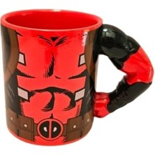 Die Grup Netavantaj Deadpool Tasarımlı Kupa Bardak, 500ML, Çelik, Kırmızı-Siyah, Özel Kulp