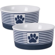 Die Grup Bone Dry Paw & Patch Seramik Evcil Hayvan Koleksiyonu, Küçük Set, 10,8 x 5,08 Cm, Deniz Mavisi, 2 Parça