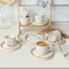 Die Grup Keramika Bronze Bloom Stackable Çay Takımı 12 Parça 6 Kişilik