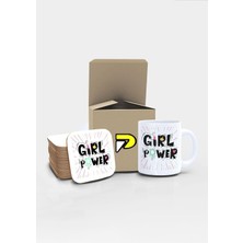 Die Grup Postermanya Girl Power Yazılı Tipografik Tasarımlı Baskılı Kupa Bardak Seti, Eğlenceli Özel Hediye Mug 2