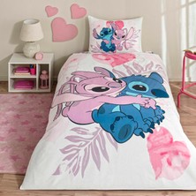 Die Grup Taç Lisanslı Disney Lilo & Stitch Çizgi Film Karakteri Pamuk Nevresim Takımı, Çok Renkli, Tek Kişilik