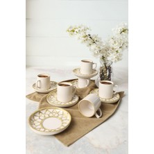 Die Grup Keramika Worn Gold Nordic Kahve Takımı 12 Parça 6 Kişilik 22968-23057