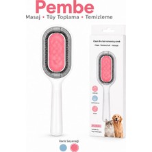 Die Grup Temizleme Pedi Hazneli Masajlı Kedi ve Köpek Tüy Toplama Tarağı(Pembe)