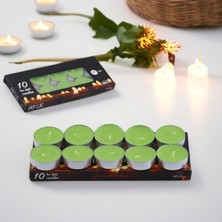 Die Grup Tealight Mum 10X10 gr Dekoratif Mumu Kandil Hediyelik Fitilli Mumluk Şamdan Yeşil Renk Kokusuz
