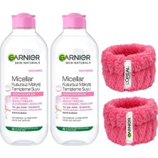 Die Grup Garnier Skin Naturals Micellar Kusursuz Makyaj Temizleme Suyu (400 Ml) 2'li + Hediye Havlu Bileklik Seti