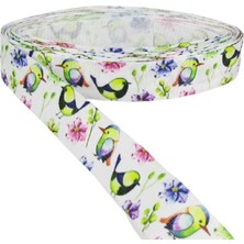 Die Grup Parti Vitrini Minik Kuşlar Resimli Grogren Kurdela 2.5 Cm-1 Metre