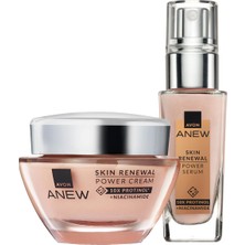 Die Grup Avon Anew Skin Renewal Power Yüz Kremi ve Serum Paketi