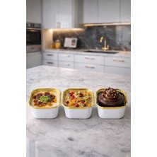 Die Grup Trend Hediye Sepeti 25'li Kare Beyaz Gold Muffin Kek Kalıbı, Tatlı Kasesi, Airfryer Uyumlu