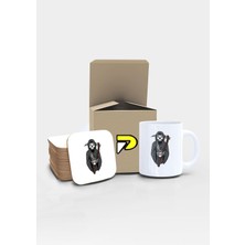 Die Grup Postermanya Azrail ve Kahve Tasarımlı Baskılı Kupa Bardak Seti, Eğlenceli Özel Hediye Mug