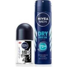 Die Grup Men Erkek Sprey Deodorant Dry Fresh 150ML ve Mini Roll-On Black&white Original 25ML, Ter Karşıtı