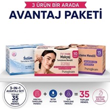 Die Grup Bybars Puregleam Kadın Bakım ve Seyahat Seti 35 Mendil (10 Makyaj + 10 Intim + 15 Oje Temizleme Mendili)