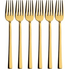 Die Grup Tatlı Çatal Seti, Gold Renkli, 6 Adet Çatal Seti, Çelik, 16 Cm, Metalik Gold, Paslanmaz, Kutulu