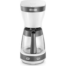 Die Grup De'longhi ICM16210.WS Kahve Makinesi, 10 Fincana Kadar Filtre Kahve Makinesi, Damlama Önleyici Fonksiyon, 1,25 L, 1000 W, Gümüş/beyaz
