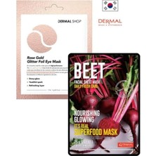 Die Grup Dermal 3 Katmanlı Rose Gold Göz Maske ve Besleyici, CANLANDIRICI,%100 Pamuk Pancar Maske Seti