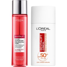 Die Grup L’oréal Paris Revitalift Clinical Spf 50+ Yüz Güneş Kremi 50 ml +%5 Saf Glikolik Asit Peeling Etkili Tonik