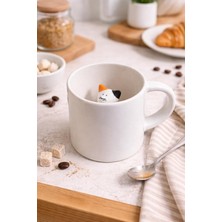 Die Grup Arvale Sürpriz Kedi Figürlü Seramik Kahve Kupası - Gizli Tasarım Mug Bardak