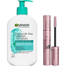 Die Grup Garnier Hyaluronik Aloe Nemlendiren ve Yatıştıran Temizleyici 250 ml & Maybelline New York Lash Sensational Sky High Maskara