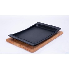 Die Grup Lava Döküm Servis Tabağı 36X24 cm Ahşap Altlıklı - Lv As 173