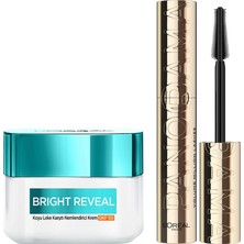 Die Grup L’oréal Paris Bright Reveal Koyu Leke Karşıtı, Cilt Tonu Eşitleyici SPF50 Nemlendirici Krem Niasinamid 50ML & Panorama Hacim Veren Maskara Siyah