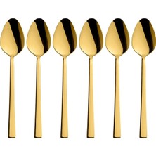 Die Grup Çay Kaşık Seti, Gold Renk, 6 Parça Çay Kaşığı Seti, Paslanmaz Çelik, Metalik Gold, 11 Cm, 70G, Elle Yıkanmalı