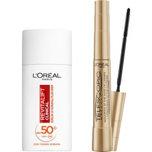 Die Grup L’oréal Paris Telescopic Maskara - Siyah & Revitalift Clinical Spf 50+ Günlük Yüksek Uv Korumalı Yüz Güneş Kremi 50 ml Set