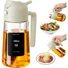 Die Grup Sweet Vıew 2'si 1 Arada Yağ ve Yağ Püskürtücü, 470 ml Hava Fritöz Yağ Püskürtücü, Mutfak, Salata ve Barbekü Için Cam Zeytinyağı Şişesi (Beyaz)