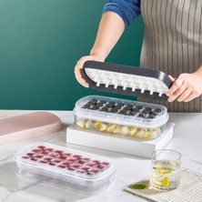 Die Grup Deconox 32 Gözlü Bas-Çıkar Buzluk Hazneli Buz Kalıbı, Kapaklı Saklama Kutulu 32 Buz Küpü Yapıcı, Karışık Renk, Içecek ve Sunum Için Pratik Buz Kabı 27X13X7 cm