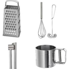 Die Grup Ikea 4 Lü Set, Idealısk Rende 2'li Çırpıcı Seti Frk Koncıs Çelik Sarımsak Ezici Un Eleği Kontef