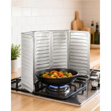 Die Grup Katlanabilir Alüminyum Ocak Yağ Sıçrama Koruyucu Panel, 84 x 32,5 Cm, 5 Panelli Ayarlanabilir Tava ve Tencere Koruma Bariyeri