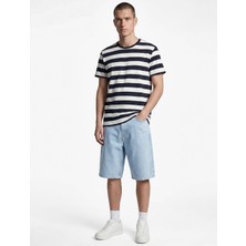 Die Grup Normal Bel Pamuklu Bermuda Straight Fit Jean Şort