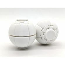 Alvera Press Küresi – 3D Baskı Dönüşen Mekanik Fidget Stres Oyuncağı-Beyaz-Beyaz