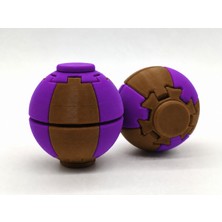 Alvera Press Küresi – 3D Baskı Dönüşen Mekanik Fidget Stres Oyuncağı-Kahverengi-Mor