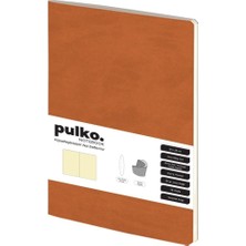 Die Grup Pulko Notebook Not Defteri, 20X28CM, Terzi Dikiş, Termo Deri Kapak, 96 Sayfa, 80GR. Ivory, Kareli, 033, Taba