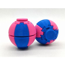 Alvera Press Küresi – 3D Baskı Dönüşen Mekanik Fidget Stres Oyuncağı-Mavi-Pembe