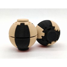 Alvera Press Küresi – 3D Baskı Dönüşen Mekanik Fidget Stres Oyuncağı-Siyah-Bej