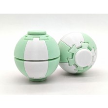 Alvera Press Küresi – 3D Baskı Dönüşen Mekanik Fidget Stres Oyuncağı-Beyaz-Mint