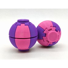Alvera Press Küresi – 3D Baskı Dönüşen Mekanik Fidget Stres Oyuncağı-Pembe-Mor