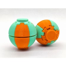 Alvera Press Küresi – 3D Baskı Dönüşen Mekanik Fidget Stres Oyuncağı-Turuncu-Mint