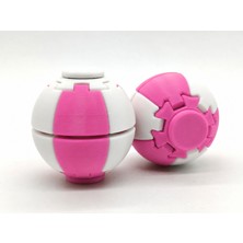 Alvera Press Küresi – 3D Baskı Dönüşen Mekanik Fidget Stres Oyuncağı-Pembe-Beyaz
