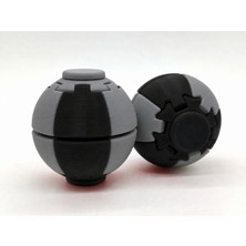 Alvera Press Küresi – 3D Baskı Dönüşen Mekanik Fidget Stres Oyuncağı-Siyah-Gri