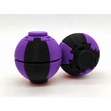 Alvera Press Küresi – 3D Baskı Dönüşen Mekanik Fidget Stres Oyuncağı-Siyah-Mor