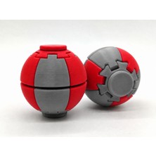 Alvera Press Küresi – 3D Baskı Dönüşen Mekanik Fidget Stres Oyuncağı-Gri-Kırmızı