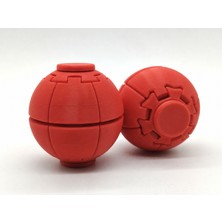 Alvera Press Küresi – 3D Baskı Dönüşen Mekanik Fidget Stres Oyuncağı-Kırmızı-Kırmızı