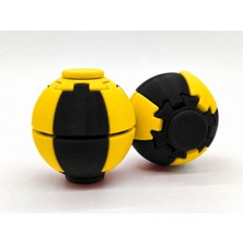 Alvera Press Küresi – 3D Baskı Dönüşen Mekanik Fidget Stres Oyuncağı-Siyah-Sarı
